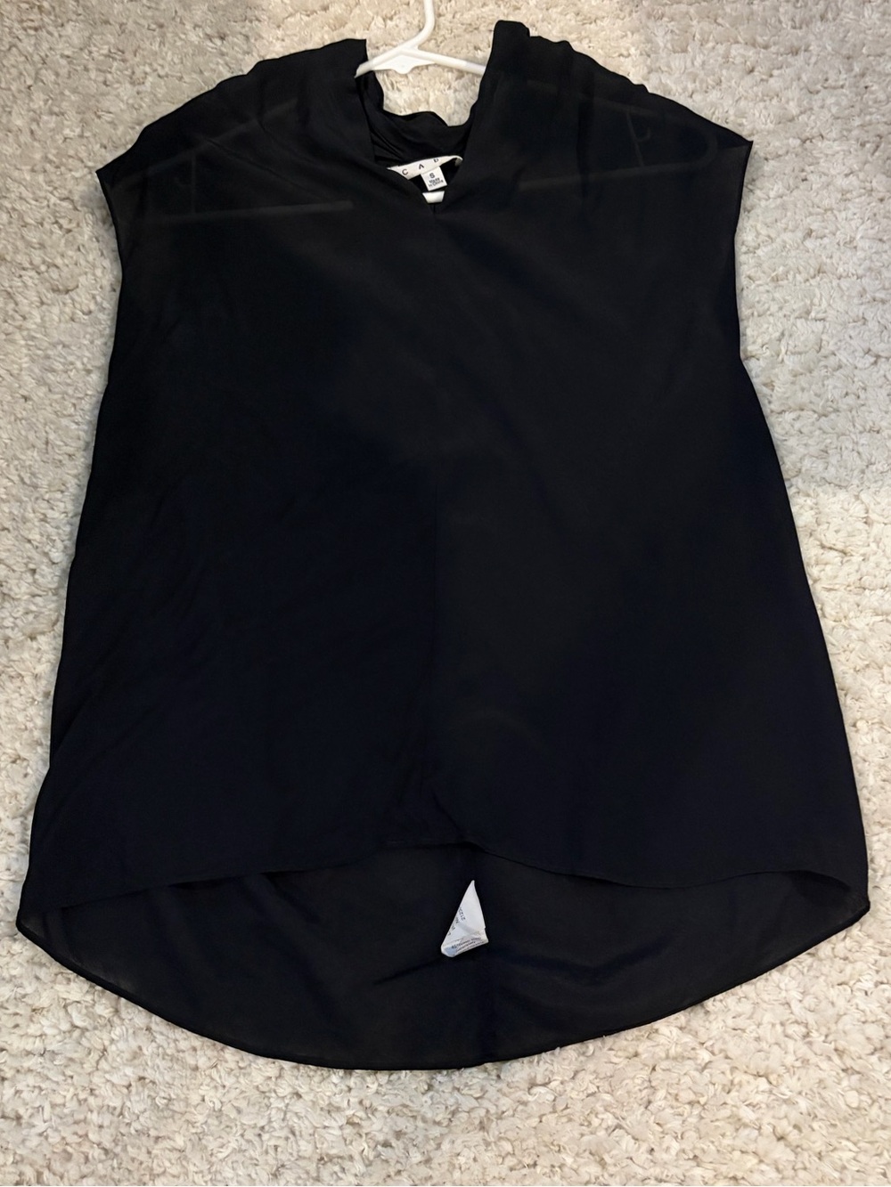 CAbi Sleeveless mesh Black V-Neck Women's Top